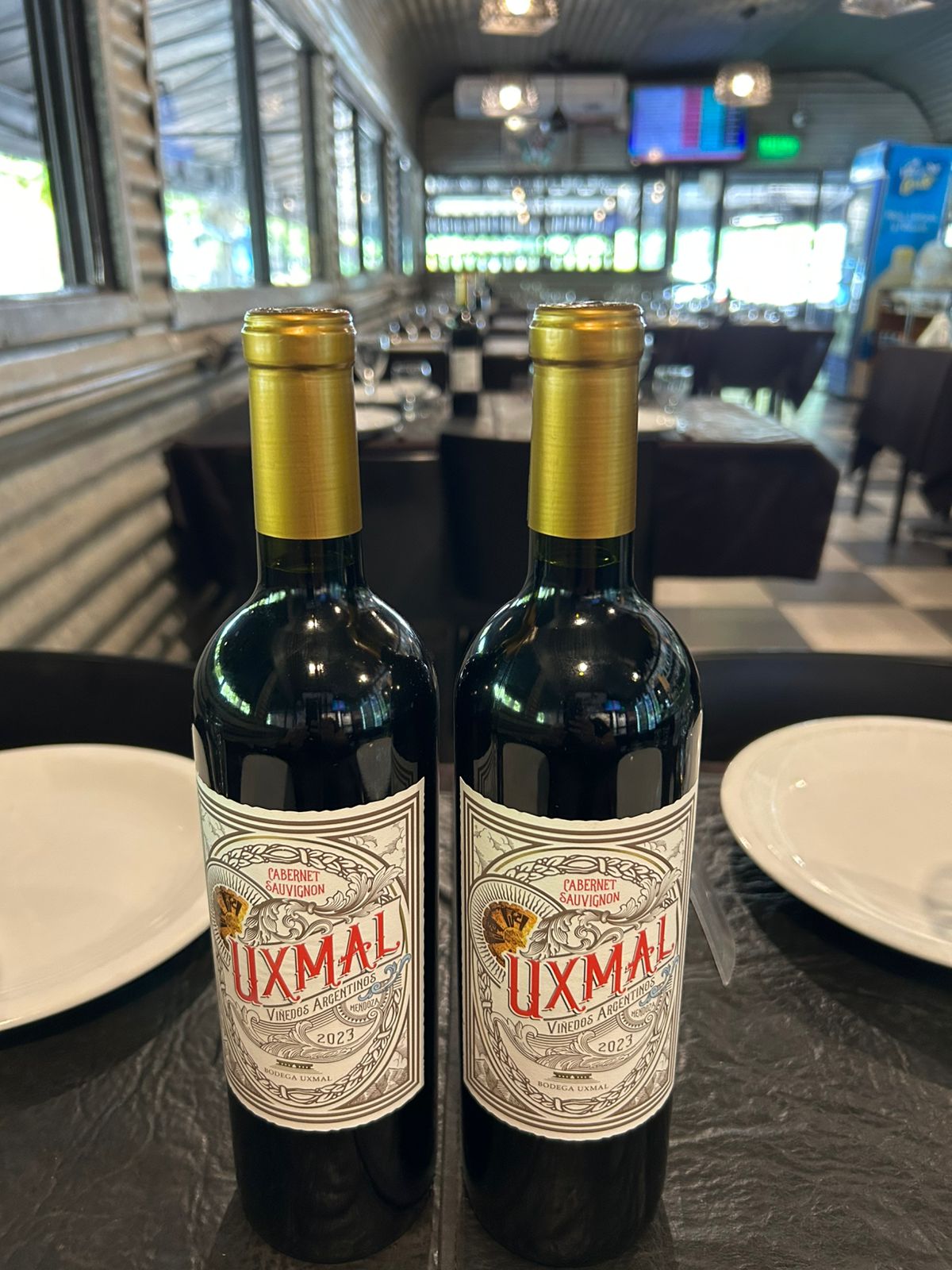 Dos botellas de Cabernet Sauvignon en la mesa